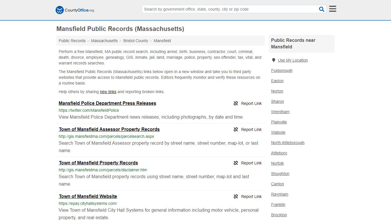 Public Records - Mansfield, MA (Business, Criminal, GIS ...
